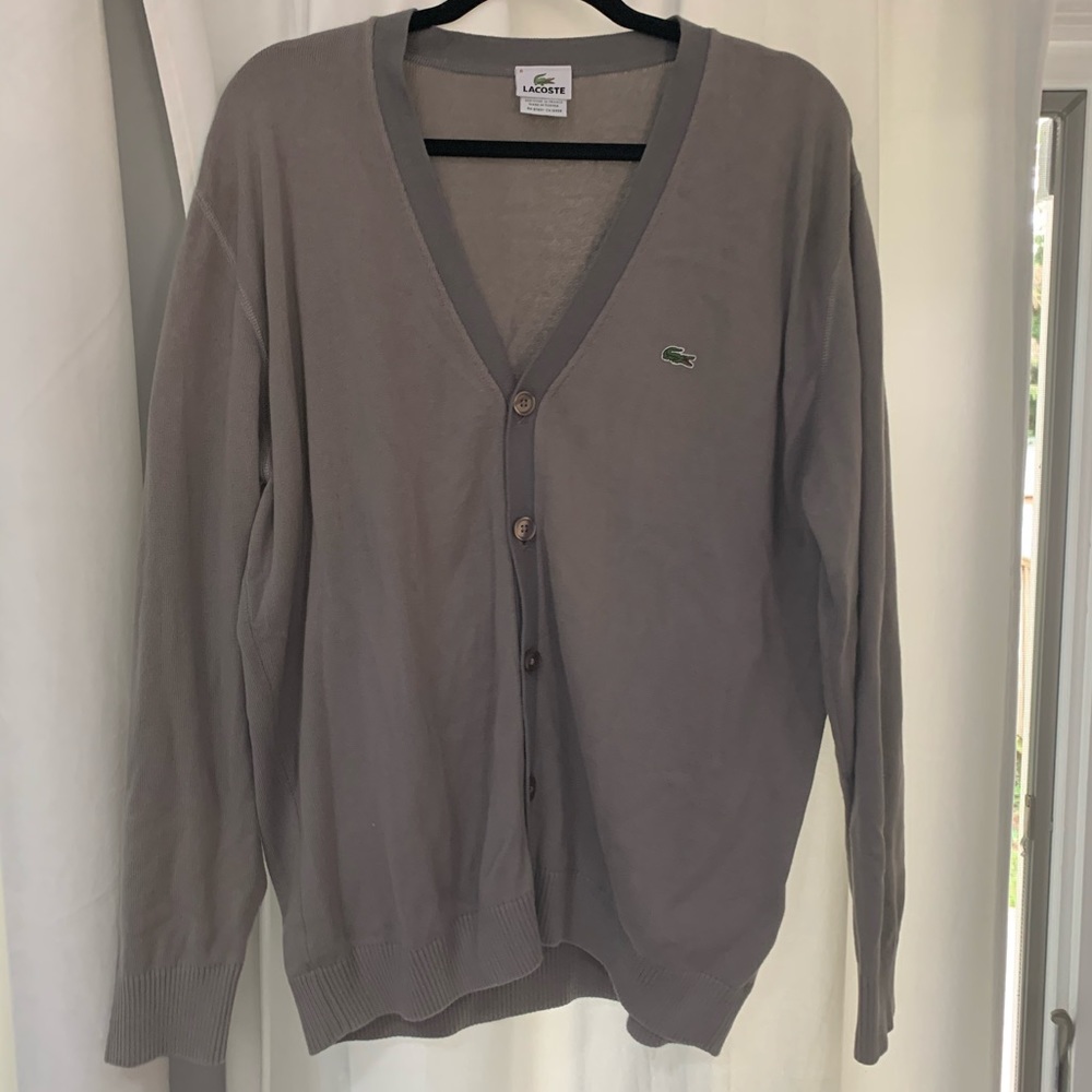 Lacoste Gray Cardigan Sweater
